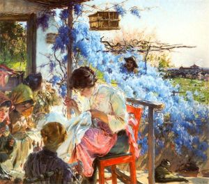 Nightingale balcony by Jose Malhoa