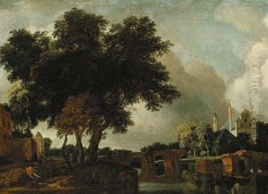 A Broken Stone Bridge near a Castle