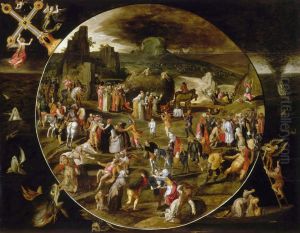 La Charrette de foin ; allegorie de la vanite du monde. by Gillis Mostaert