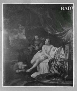 Junge Frau an einem Brunnen mit einer Alten und einer Dienerin bei der Toilette (Bathseba im Bade) by Jacob van Loo