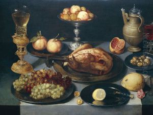 Mets, fruits et verres sur une table