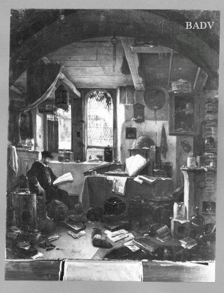 man reading in his laboratory - view 1