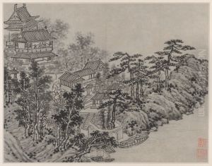 Cloud-Climbing Pavilion, from Twelve Views of Tiger Hill, Suzhou by Shen Zhou