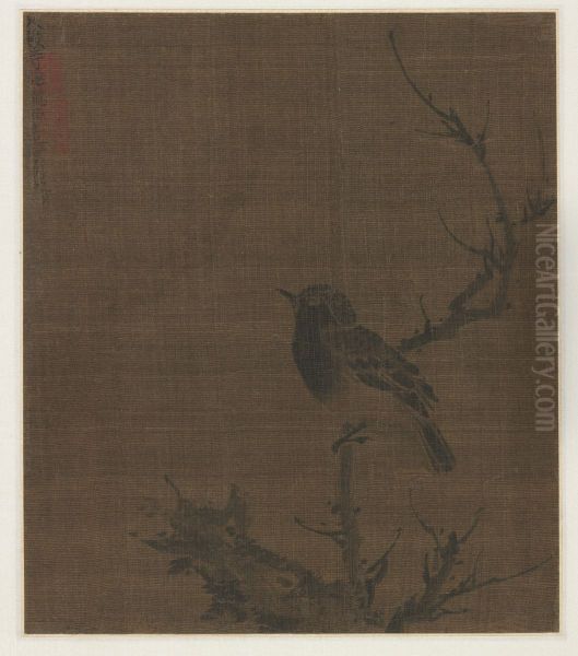 Sleeping Bird on a Prunus Branch - view 1
