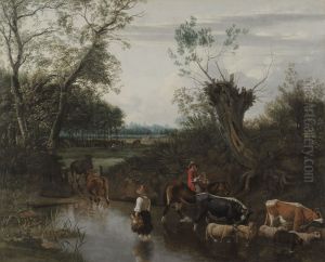 Peasants Crossing a Stream by Johannes Siberechts