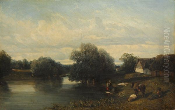 Cottage by the River with Washerwomen - view 1