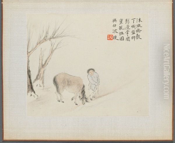 Boy Holding a Horse - view 1