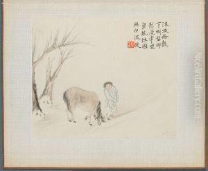 Boy Holding a Horse by Hua Yan