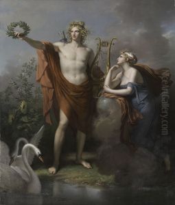 Apollo, God of Light, Eloquence, Poetry and the Fine Arts with Urania, Muse of Astronomy by Charles Meynier