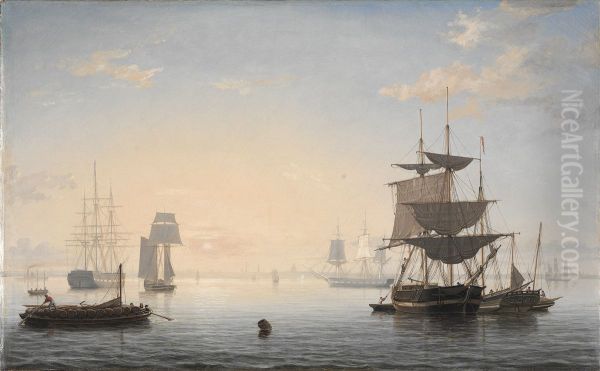 Harbor of Boston, with the City in the Distance - view 1