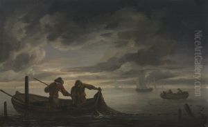 An Estuary Scene with Fisherman An Estuary Scene with Fisherman