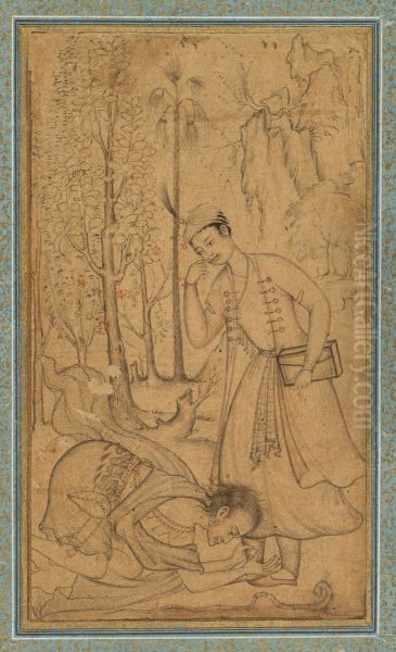 A Holy Man Prostrating Himself Before a Learned Prince - view 1