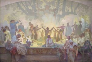 The Oath of Omladina Under the Slavic Linden Tree by Alphonse Mucha