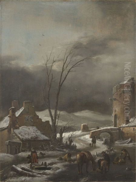 Winter Landscape with a Stone Bridge - view 1
