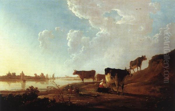 River Scene with Milking Woman - view 1