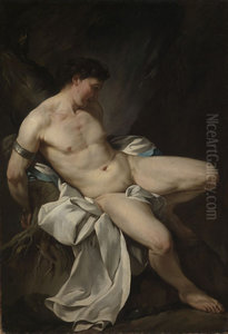 Sitzender mannlicher Akt als Prometheus