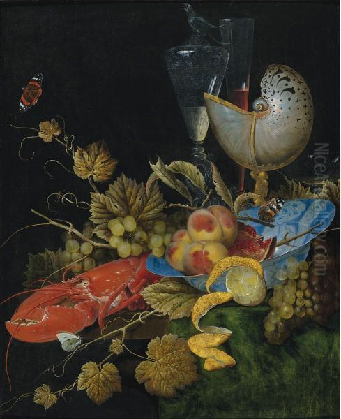 STILL LIFE WITH LOBSTER, FRUIT AND A NAUTILUS SHELL - view 1