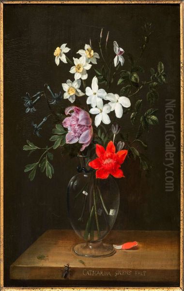 Flower still life in a glass vase - view 1