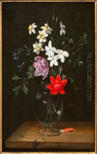 Flower still life in a glass vase Flower still life in a glass vase