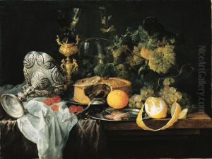 Sumptuous Still Life with Fruits, Pie and Goblets, 1651 by Jan Davidsz. De Heem