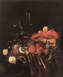 Still-Life with Fruit, Flowers, Glasses and Lobster by Jan Davidsz. De Heem