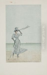 kleurontwerp voor het omslag van 'Nos Plages' by Armand Rassenfosse