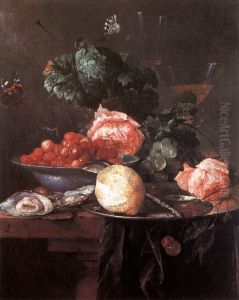 Still Life with Fruit, Flowers and Oysters by Jan Davidsz. De Heem