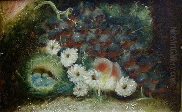 Grapes, Flowers, Robin's Nest And Peach In A Landscape - view 1