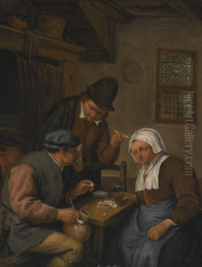 Interior with peasants playing cards Interior with peasants playing cards