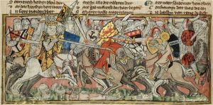 Charlemagne Killing a Moorish Leader by Jacob van Maerlant