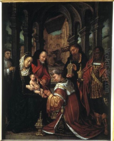 Aanbidding der koningen met stichter-kanunnik - view 1
