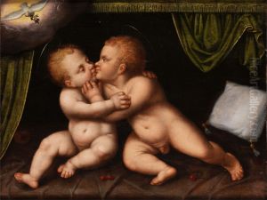 Jesus and Saint John as infants by Joos Van Cleve