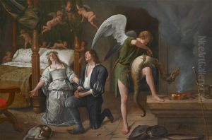 De Huwelijksnacht van Tobias en Sarah by Jan Steen