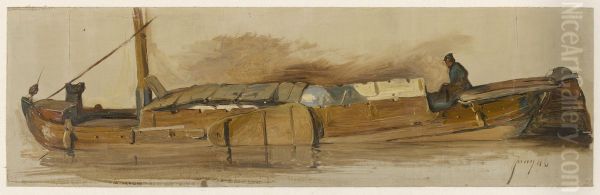 Lange schuit met schipper - view 1