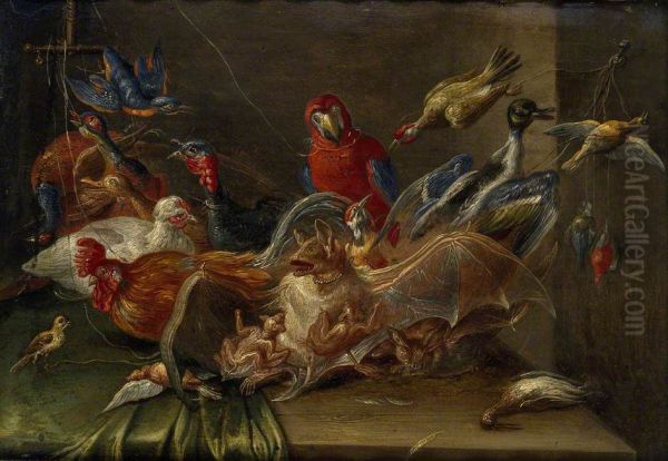 Decorative Still-Life Composition with Birds and two Bats - view 1