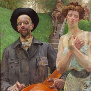 Muzyka - Autoportret z muza. by Jacek Malczewski