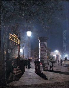 Erste elektrische Strassenbeleuchtung in Berlin by Carl Saltzmann