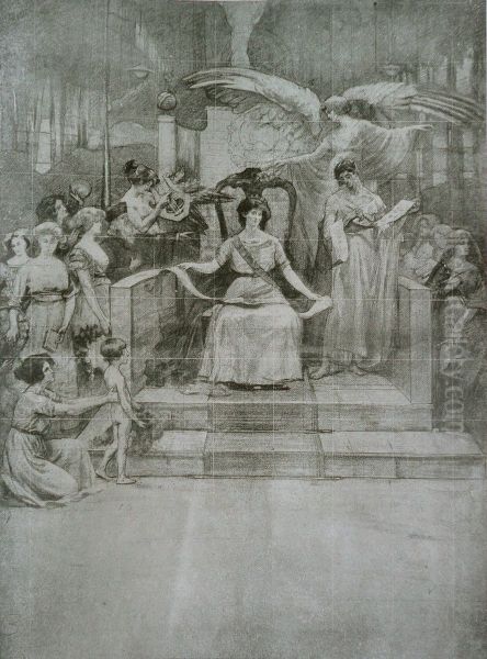 Glorificacao do Poder Legislativo - Cartao para o painel central do triptico "Deveres da Cidade" do Palacio Pedro Ernesto - Rio de Janeiro - view 1