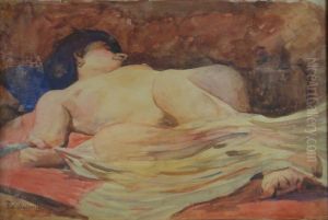 Nu em escorco - Estudo para "Nu feminino com veu" by Eliseu Visconti