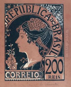 A Republica - Estudo para selo integrante da colecao vencedora do concurso dos Correios de 1904 by Eliseu Visconti