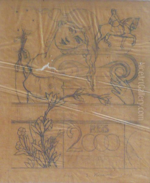 As artes - Estudo preliminar para selo integrante da colecao vencedora do concurso dos Correios de 1904 - view 1