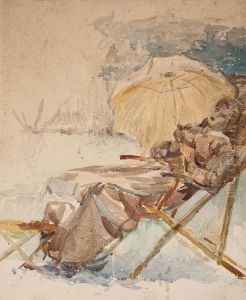 Mulher com sombrinha - Estudo para "Cura de Sol"