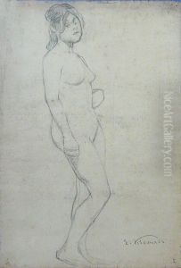 Nu feminino de perfil by Eliseu Visconti