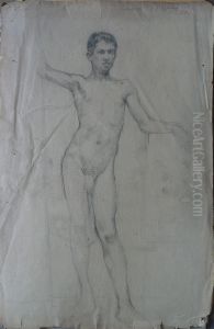 Nu masculino de frente - verso da obra D496 by Eliseu Visconti