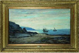 Coucher De Soleil Sur Les Voiliers En Mediterranee by Henri Chevalier