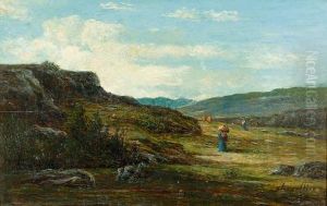 Landschaft Mit Kuhhirtin Und Reisigsammlerin.