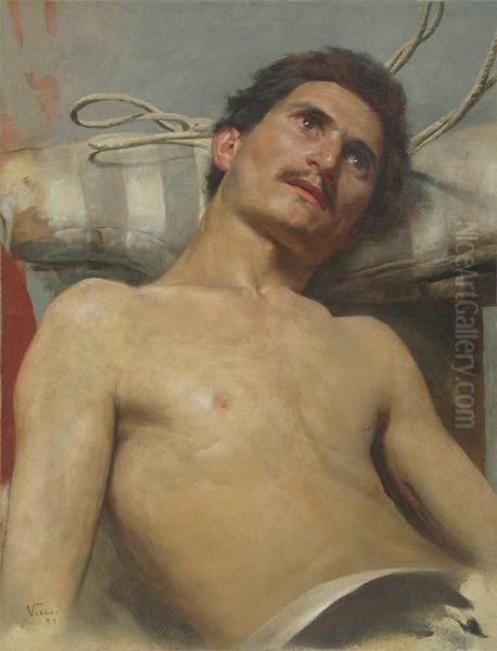 Nu masculino recostado - view 1
