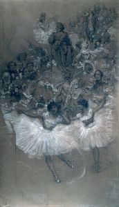 Bailarinas e Beethoven - Cartao de transferencia para o pano de boca do Theatro Municipal do Rio de Janeiro by Eliseu Visconti