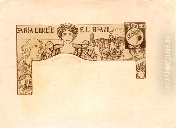 Carta-bilhete para o exterior - A Comunhao Republicana - Projeto para carta-bilhete integrante da colecao vencedora do Concurso dos Correios de 1904 - view 1