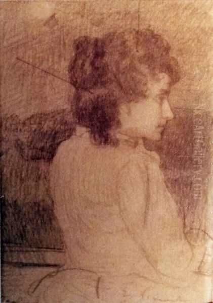 Retrato de moca de perfil - Estudo - view 1